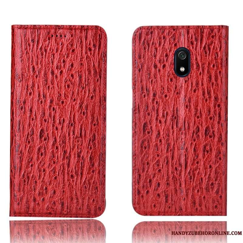 Etui Redmi 8a Folio Mønster Rød, Cover Redmi 8a Læder Fugl Telefon