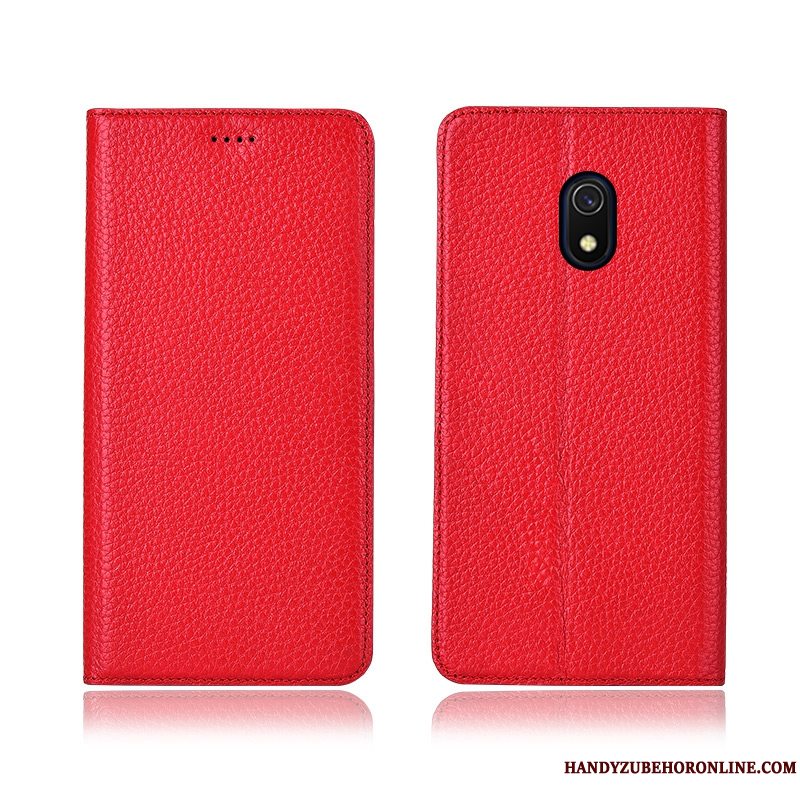 Etui Redmi 8a Læder Litchi Anti-fald, Cover Redmi 8a Silikone Ungdom Rød