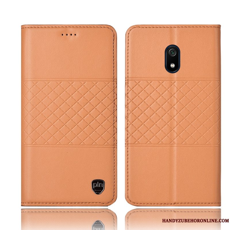 Etui Redmi 8a Læder Ternet Rød, Cover Redmi 8a Folio Anti-fald Lille Sektion