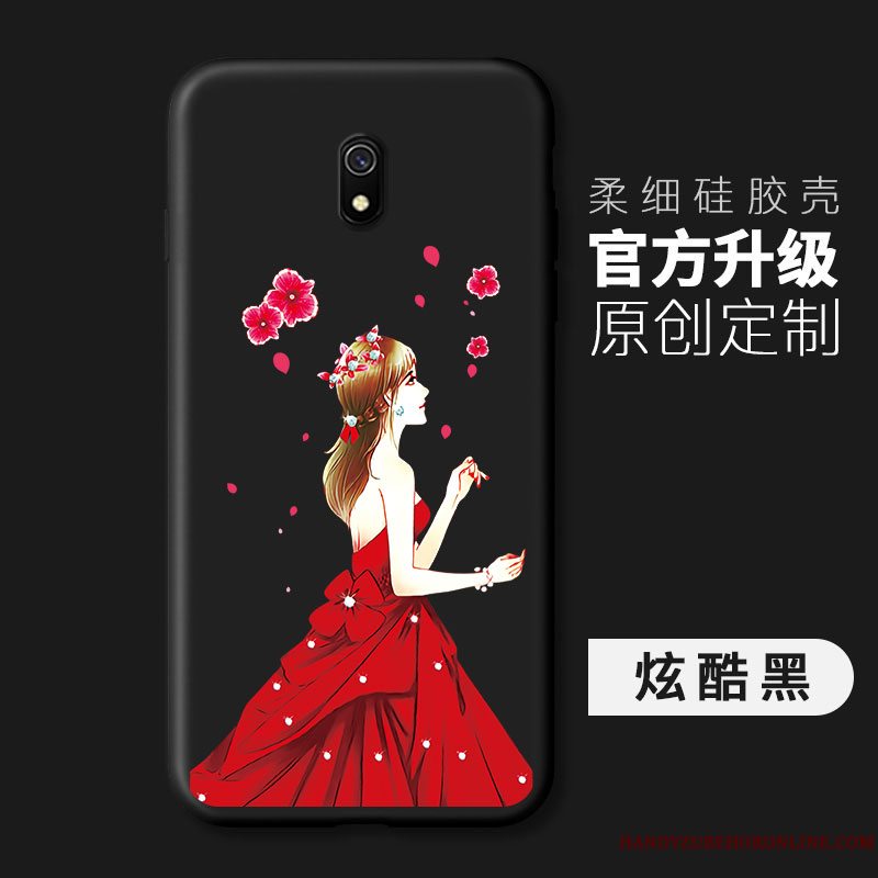 Etui Redmi 8a Malet Net Red Telefon, Cover Redmi 8a Silikone Anti-fald Sort