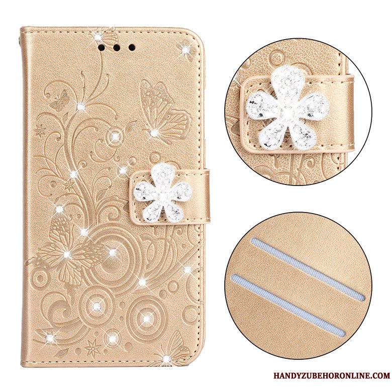 Etui Redmi 8a Tasker Lille Sektion Anti-fald, Cover Redmi 8a Blød Sommerfugl Blomster Rød