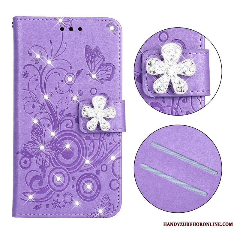 Etui Redmi 8a Tasker Lille Sektion Anti-fald, Cover Redmi 8a Blød Sommerfugl Blomster Rød