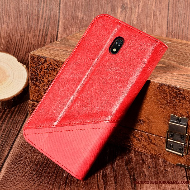 Etui Redmi 8a Tasker Lille Sektion Rød, Cover Redmi 8a Læder Kort Hver Dag