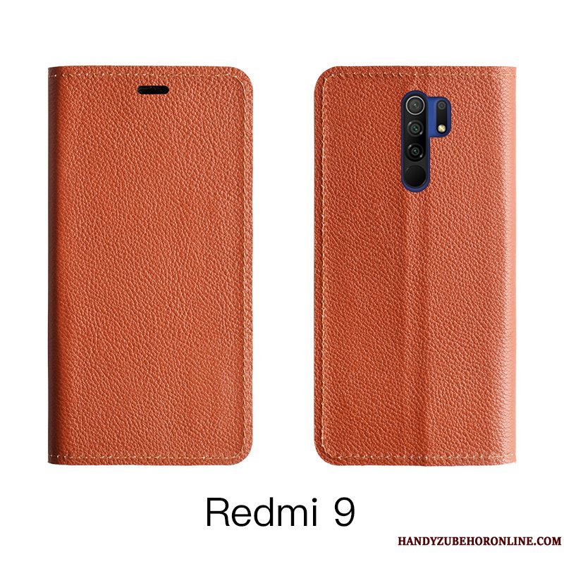 Etui Redmi 9 Beskyttelse Orange Kort, Cover Redmi 9 Tasker Cow Telefon