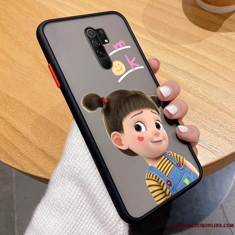 Etui Redmi 9 Kreativ Rød Gennemsigtig, Cover Redmi 9 Cartoon Anti-fald Nubuck