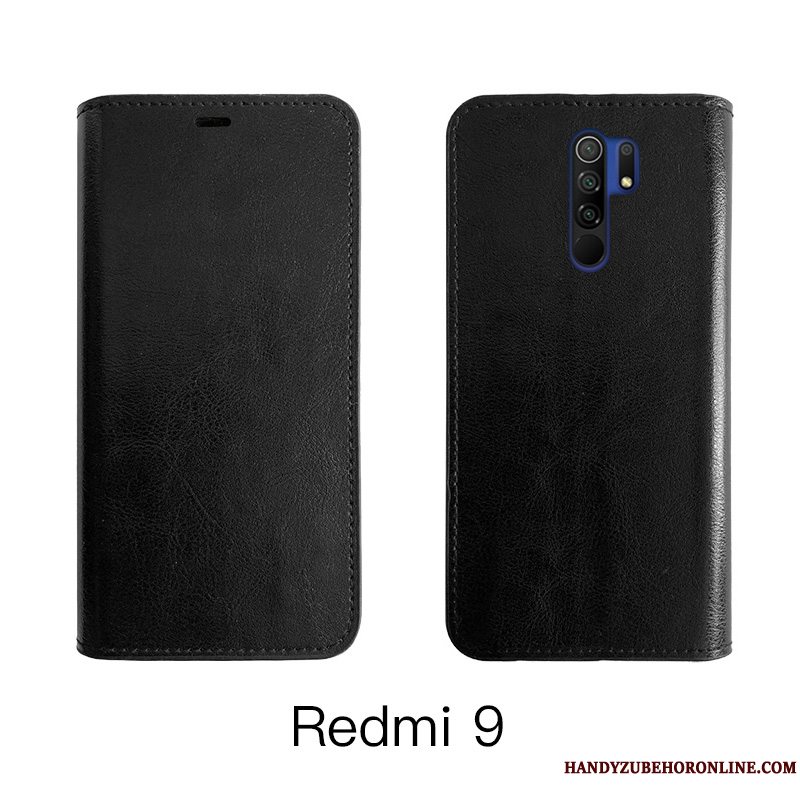 Etui Redmi 9 Læder Cow Anti-fald, Cover Redmi 9 Folio Rød Business