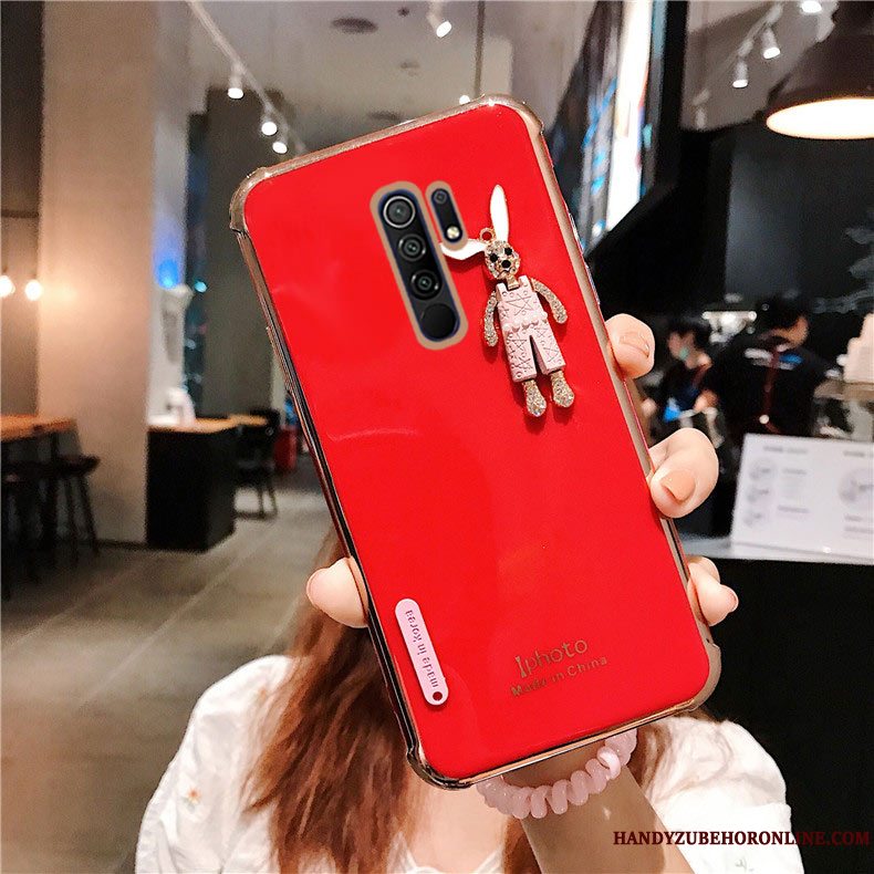 Etui Redmi 9 Silikone Belægning Af Personlighed, Cover Redmi 9 Strass Rød Telefon