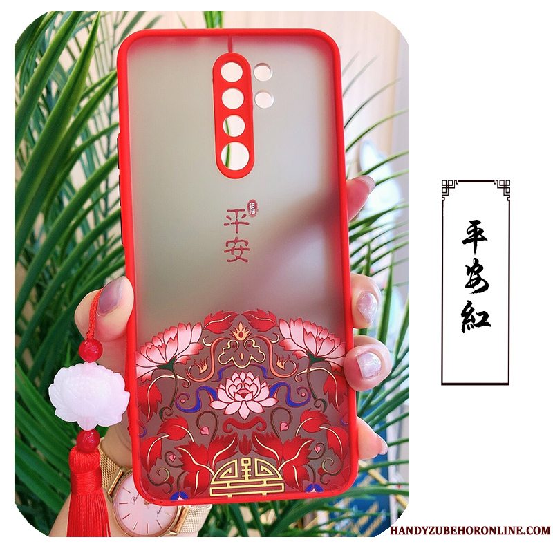 Etui Redmi 9 Silikone Lilla Hængende Ornamenter, Cover Redmi 9 Tasker Ring Net Red