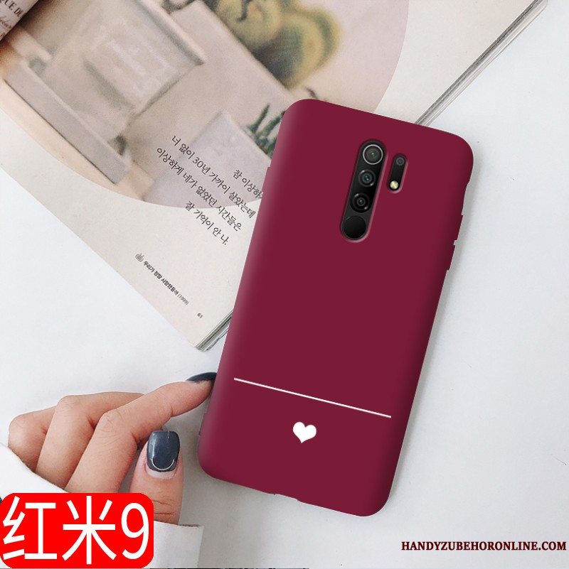 Etui Redmi 9 Tasker Ny Nubuck, Cover Redmi 9 Beskyttelse Net Red Vinrød