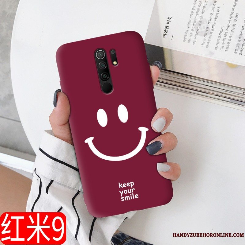 Etui Redmi 9 Tasker Ny Nubuck, Cover Redmi 9 Beskyttelse Net Red Vinrød