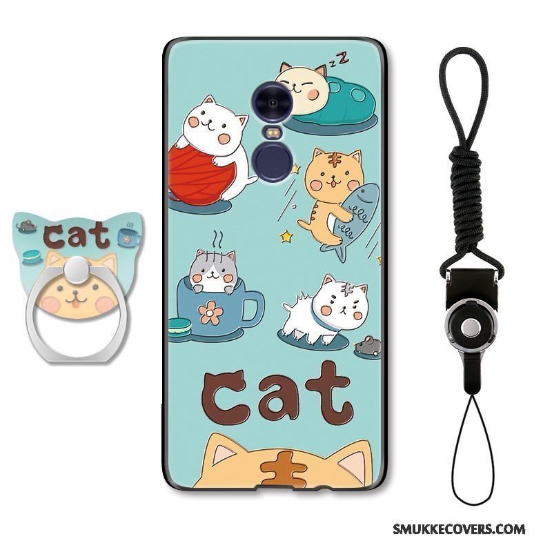 Etui Redmi Note 4x Cartoon Rød Smuk, Cover Redmi Note 4x Relief Kat Telefon