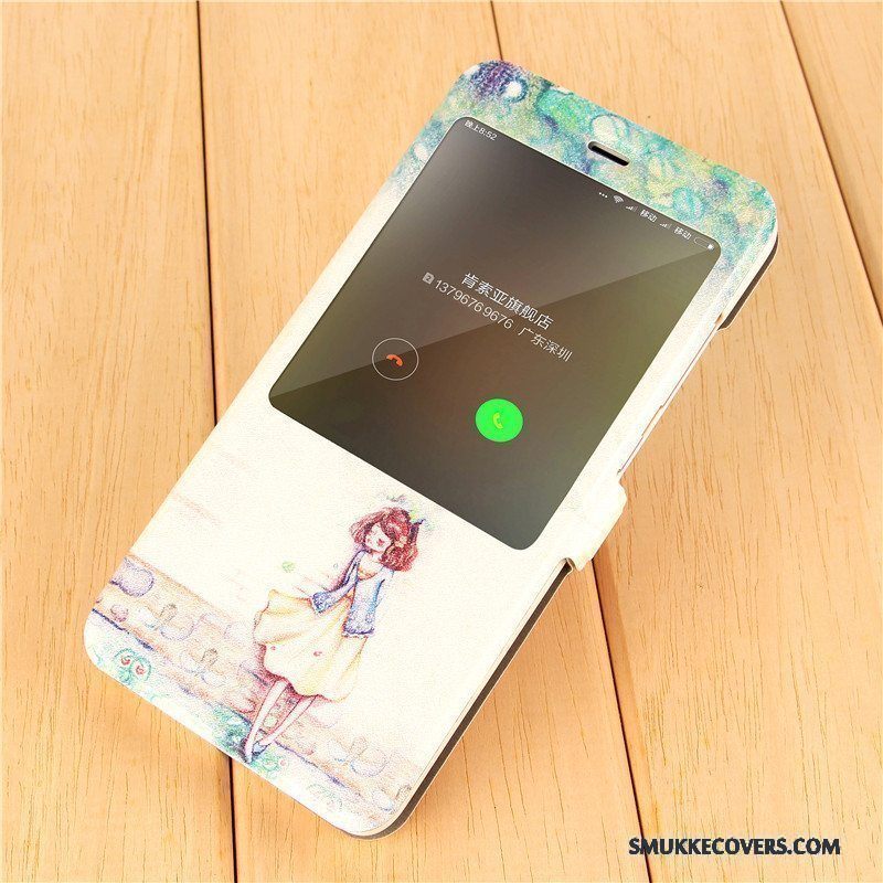 Etui Redmi Note 4x Cartoon Telefonaf Personlighed, Cover Redmi Note 4x Læder Rød Lyserød