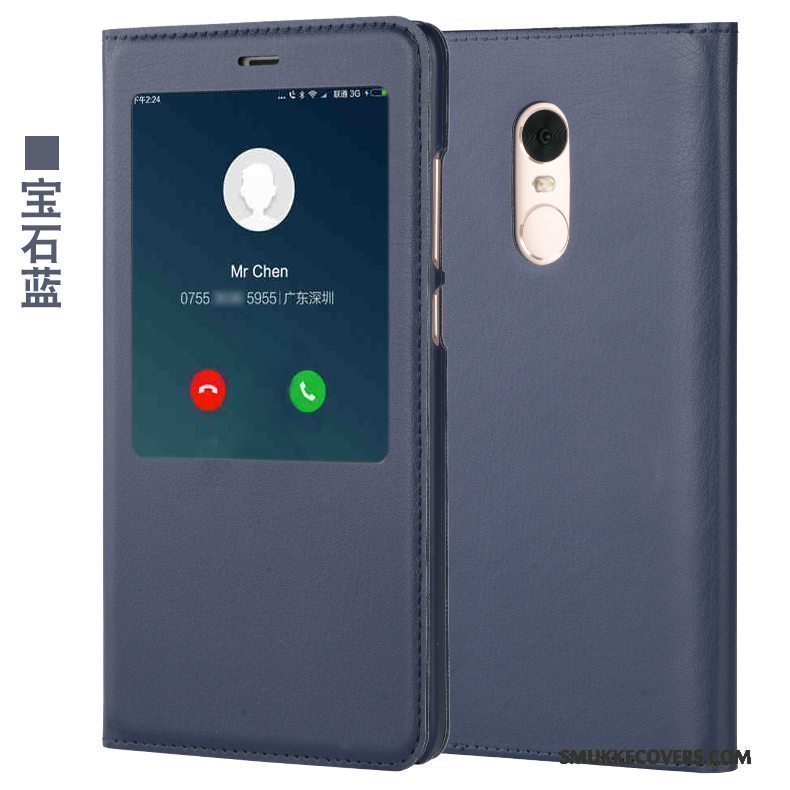 Etui Redmi Note 4x Læder Lille Sektion Lyserød, Cover Redmi Note 4x Tasker Telefonrød