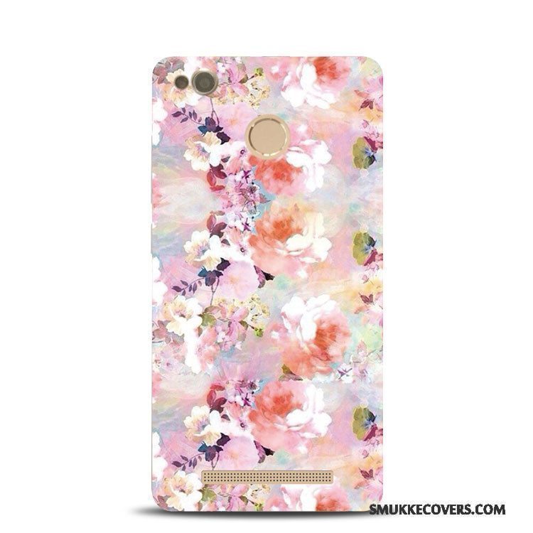 Etui Redmi Note 4x Relief Høj Telefon, Cover Redmi Note 4x Blød Rød Blomster