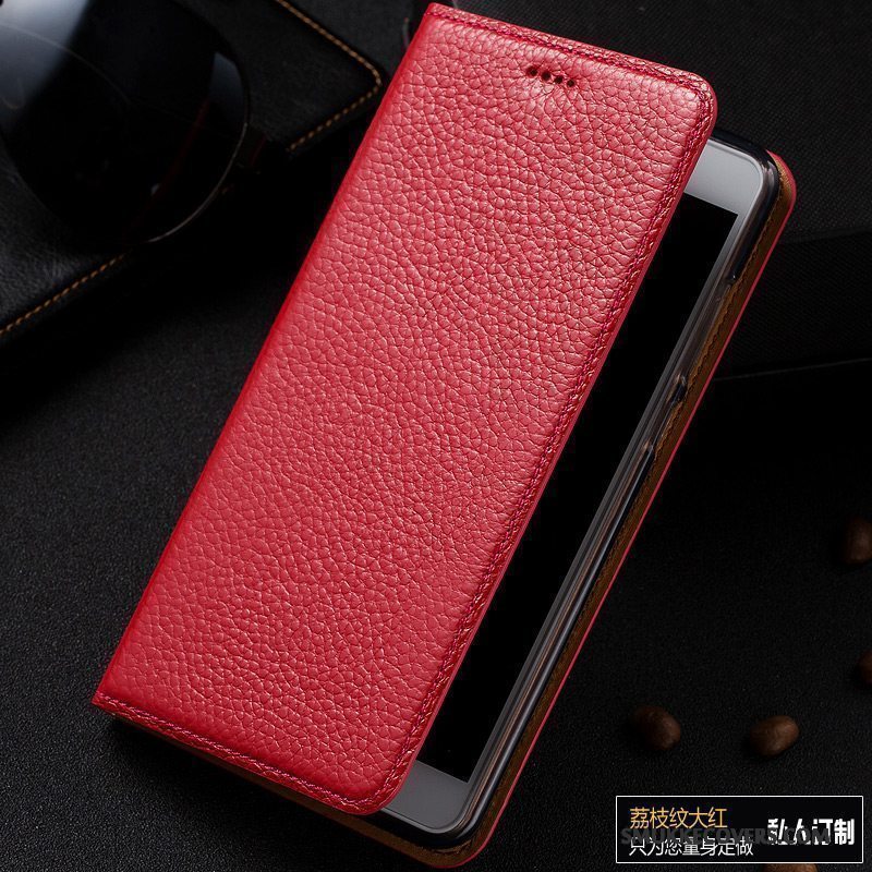 Etui Redmi Note 5 Læder Blå Rød, Cover Redmi Note 5 Beskyttelse Telefonlitchi