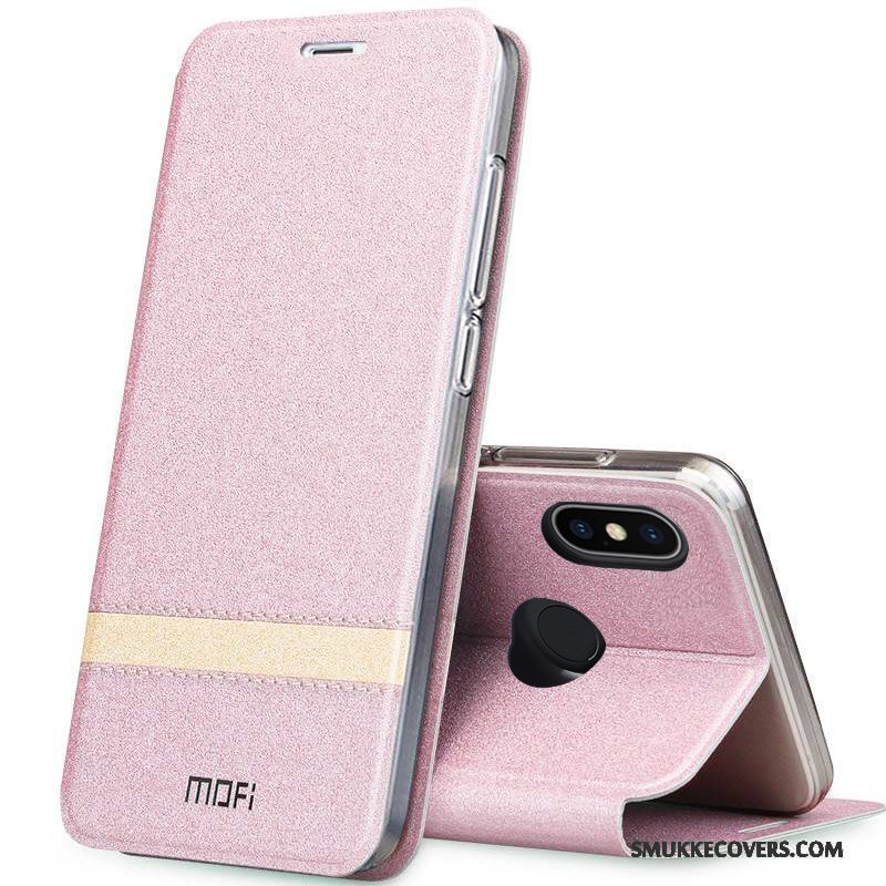 Etui Redmi Note 5 Pro Silikone Anti-fald Rød, Cover Redmi Note 5 Pro Læder Telefonguld