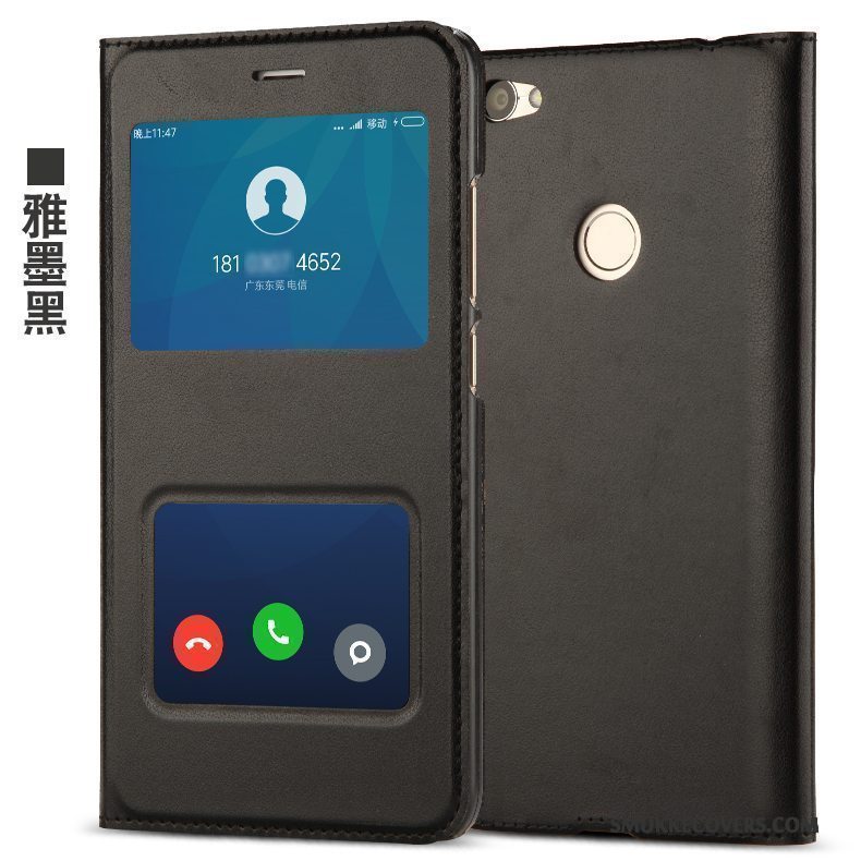 Etui Redmi Note 5a Folio Anti-fald Telefon, Cover Redmi Note 5a Læder Rød Lyserød