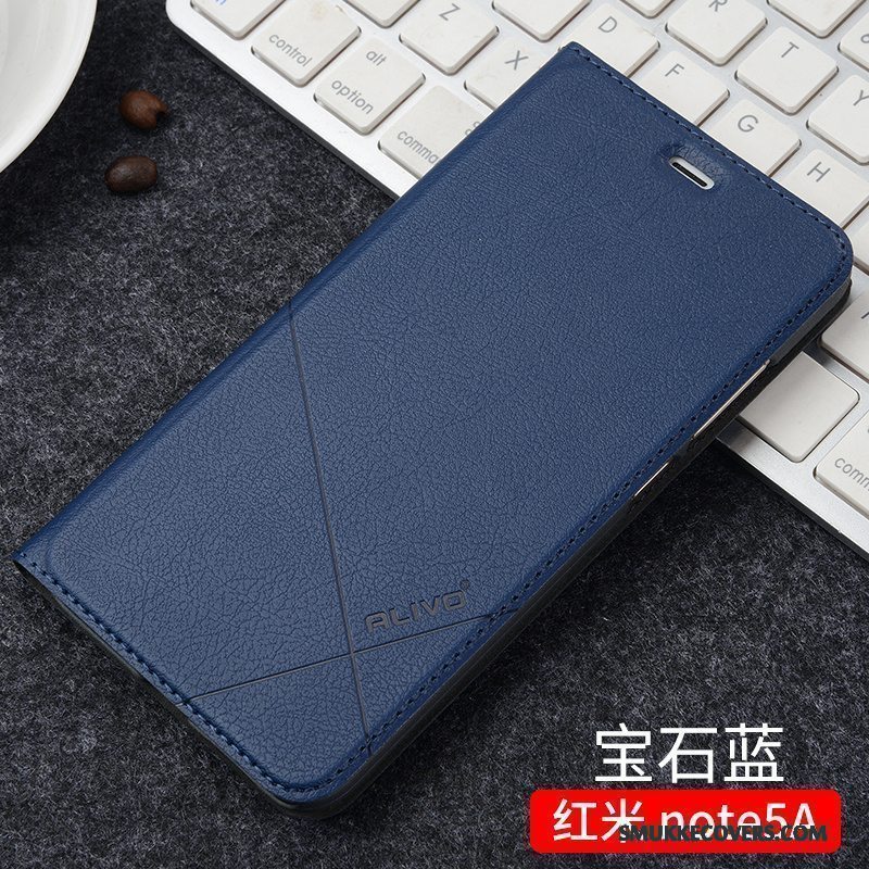 Etui Redmi Note 5a Folio Anti-fald Trend, Cover Redmi Note 5a Læder Guld Rød