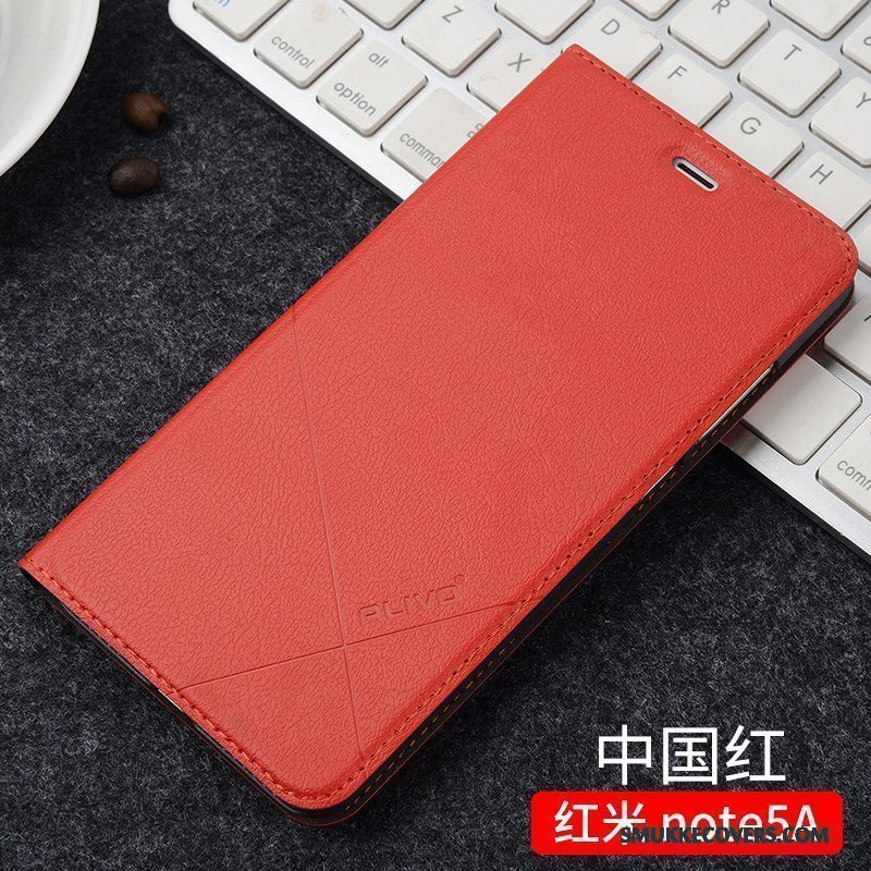 Etui Redmi Note 5a Folio Anti-fald Trend, Cover Redmi Note 5a Læder Guld Rød