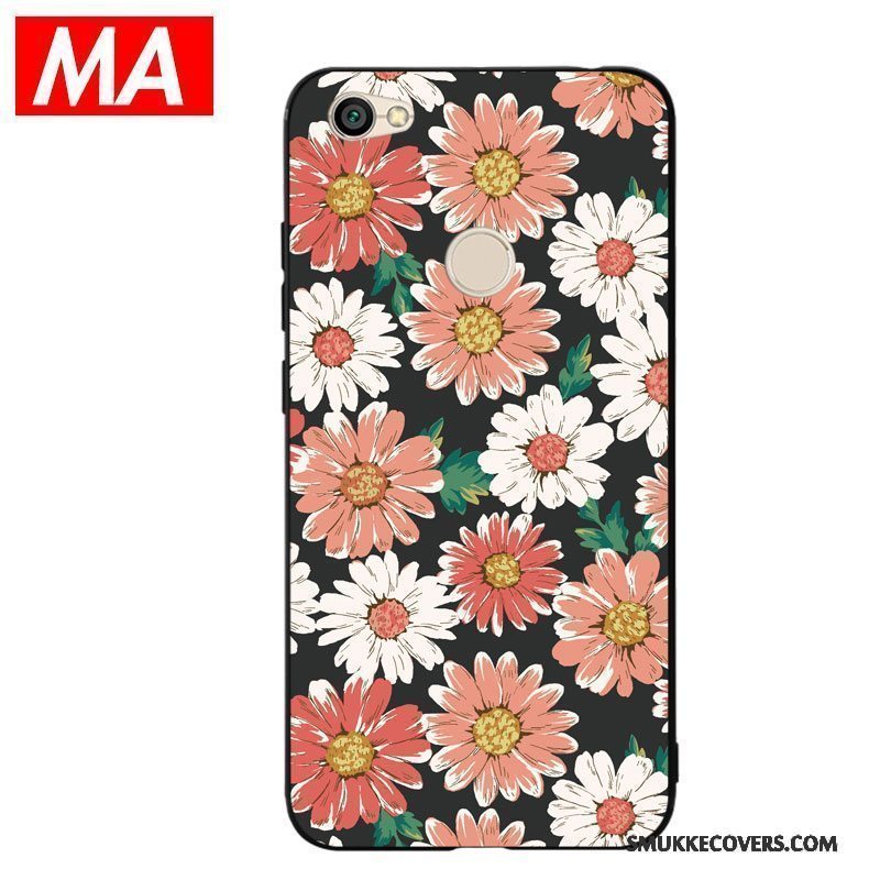 Etui Redmi Note 5a Silikone Orange Telefon, Cover Redmi Note 5a Kreativ Blomster Høj