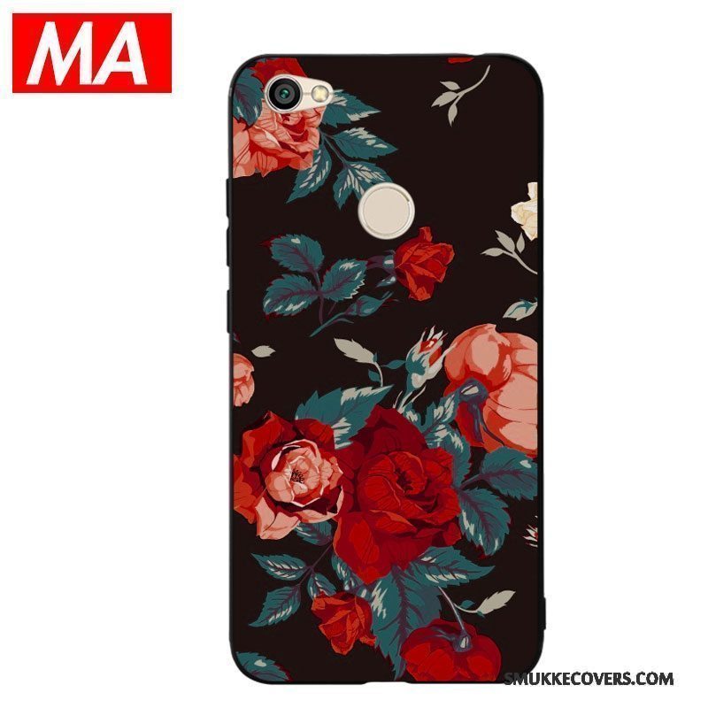 Etui Redmi Note 5a Silikone Orange Telefon, Cover Redmi Note 5a Kreativ Blomster Høj