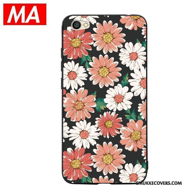 Etui Redmi Note 5a Silikone Orange Telefon, Cover Redmi Note 5a Kreativ Blomster Høj