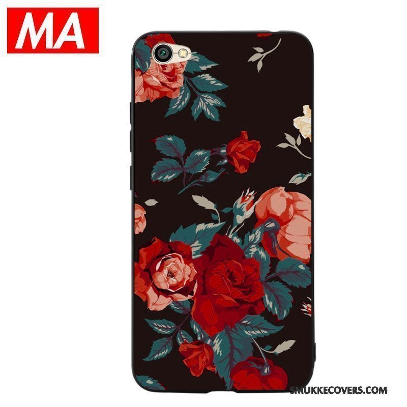 Etui Redmi Note 5a Silikone Orange Telefon, Cover Redmi Note 5a Kreativ Blomster Høj