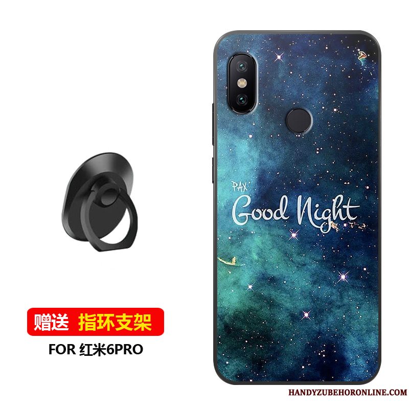 Etui Redmi Note 6 Pro Beskyttelse Hærdning Nubuck, Cover Redmi Note 6 Pro Blød Blå Skærmbeskyttelse