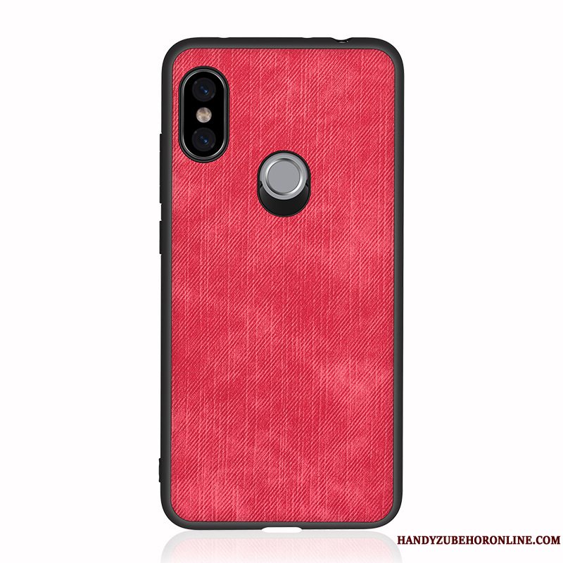 Etui Redmi Note 6 Pro Beskyttelse Rød Mønster, Cover Redmi Note 6 Pro Til Denim