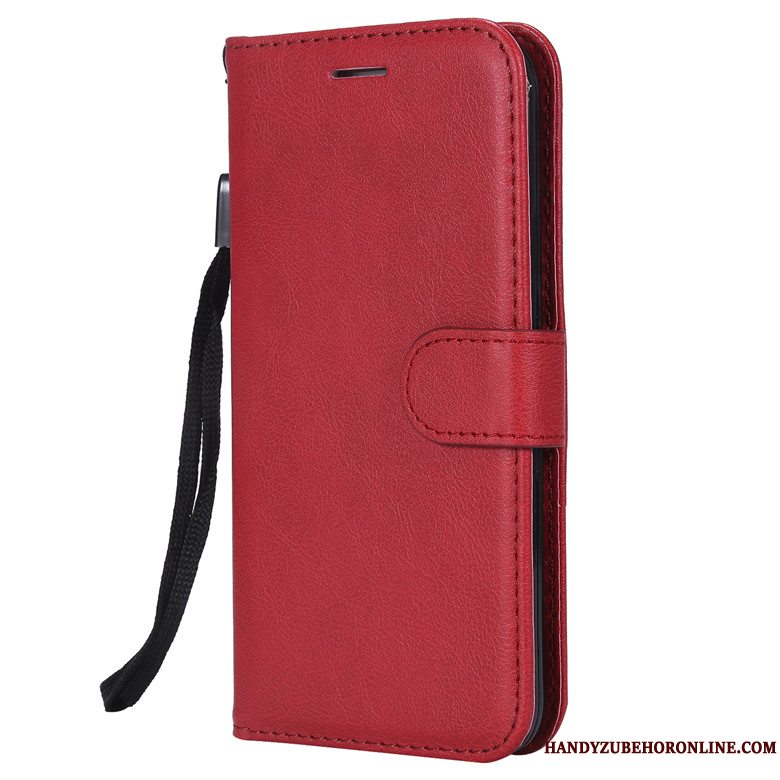 Etui Redmi Note 6 Pro Folio Telefonsolid Farve, Cover Redmi Note 6 Pro Læder Simple Rød