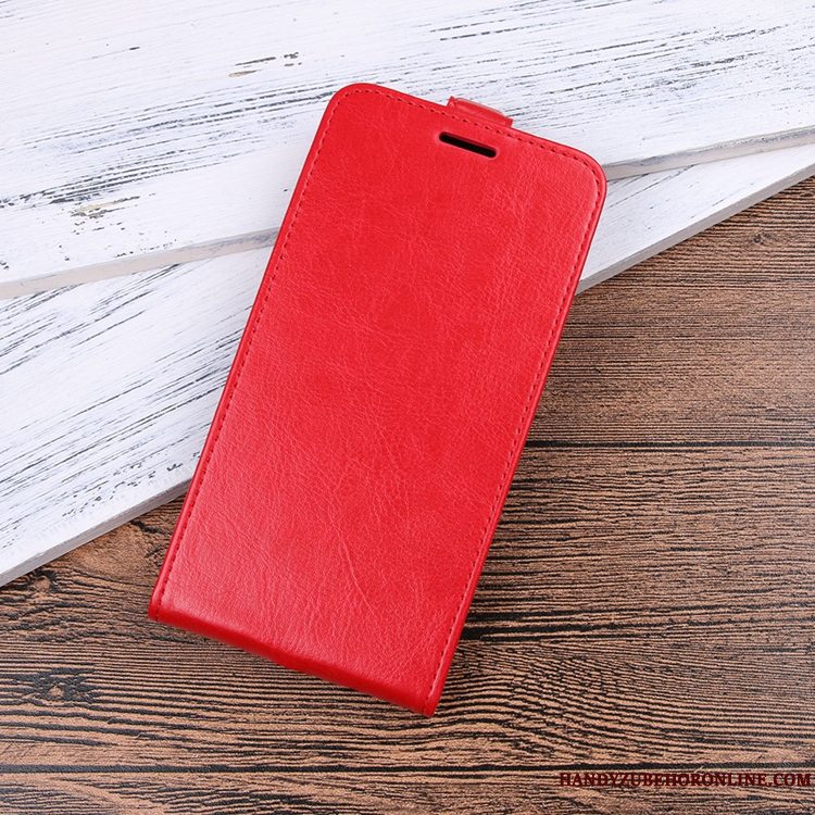 Etui Redmi Note 6 Pro Læder Rød Mønster, Cover Redmi Note 6 Pro Folio Sort Telefon