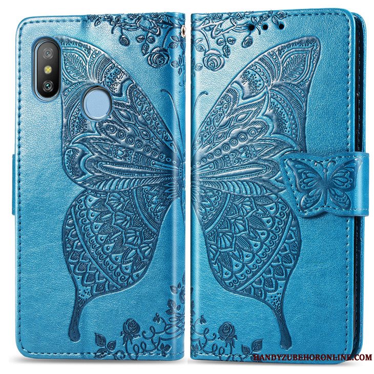 Etui Redmi Note 6 Pro Læder Telefonanti-fald, Cover Redmi Note 6 Pro Beskyttelse Lille Sektion Blå