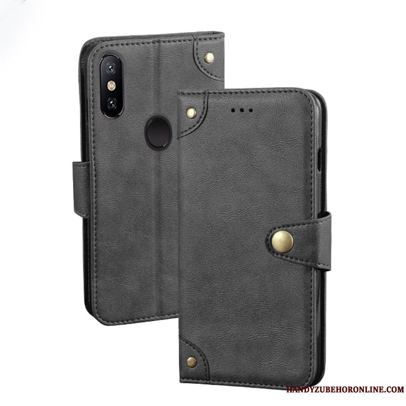 Etui Redmi Note 6 Pro Læder Telefonrød, Cover Redmi Note 6 Pro Support