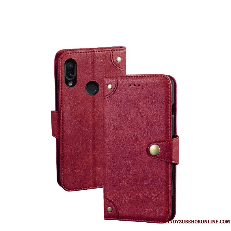 Etui Redmi Note 7 Beskyttelse Telefonrød, Cover Redmi Note 7 Folio Anti-fald