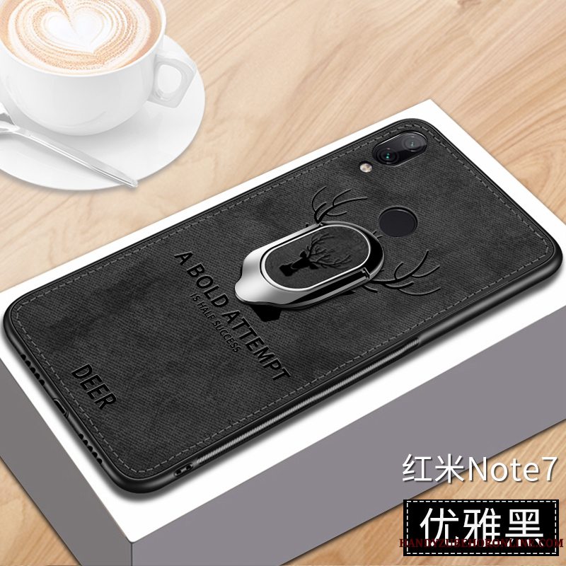 Etui Redmi Note 7 Blød Rød Mønster, Cover Redmi Note 7 Support Magnetisk Telefon