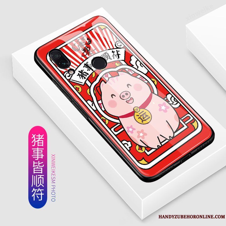 Etui Redmi Note 7 Cartoon Glas Blå, Cover Redmi Note 7 Kreativ Telefonrød