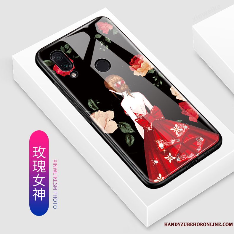 Etui Redmi Note 7 Cartoon Glas Blå, Cover Redmi Note 7 Kreativ Telefonrød