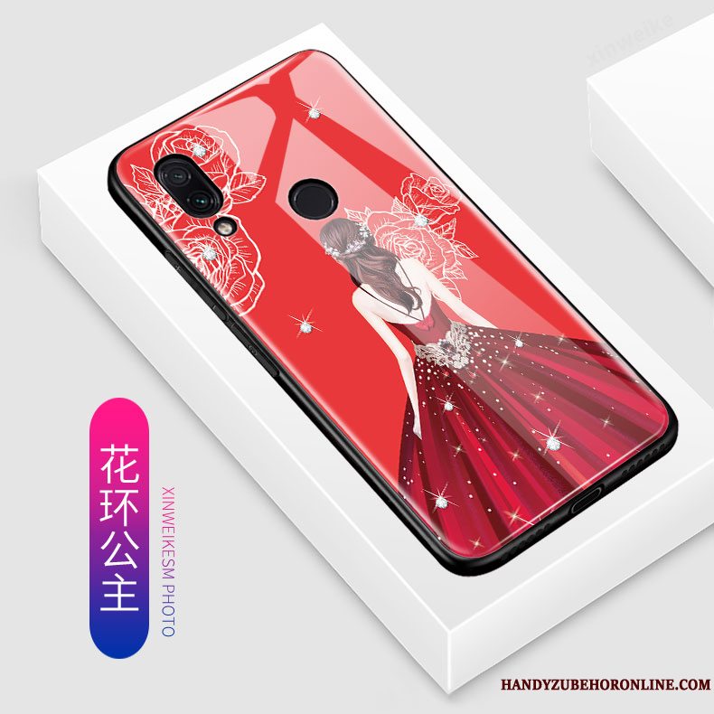 Etui Redmi Note 7 Cartoon Glas Blå, Cover Redmi Note 7 Kreativ Telefonrød