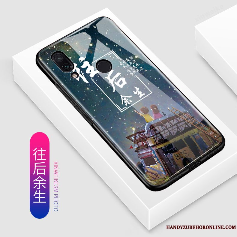 Etui Redmi Note 7 Cartoon Glas Blå, Cover Redmi Note 7 Kreativ Telefonrød