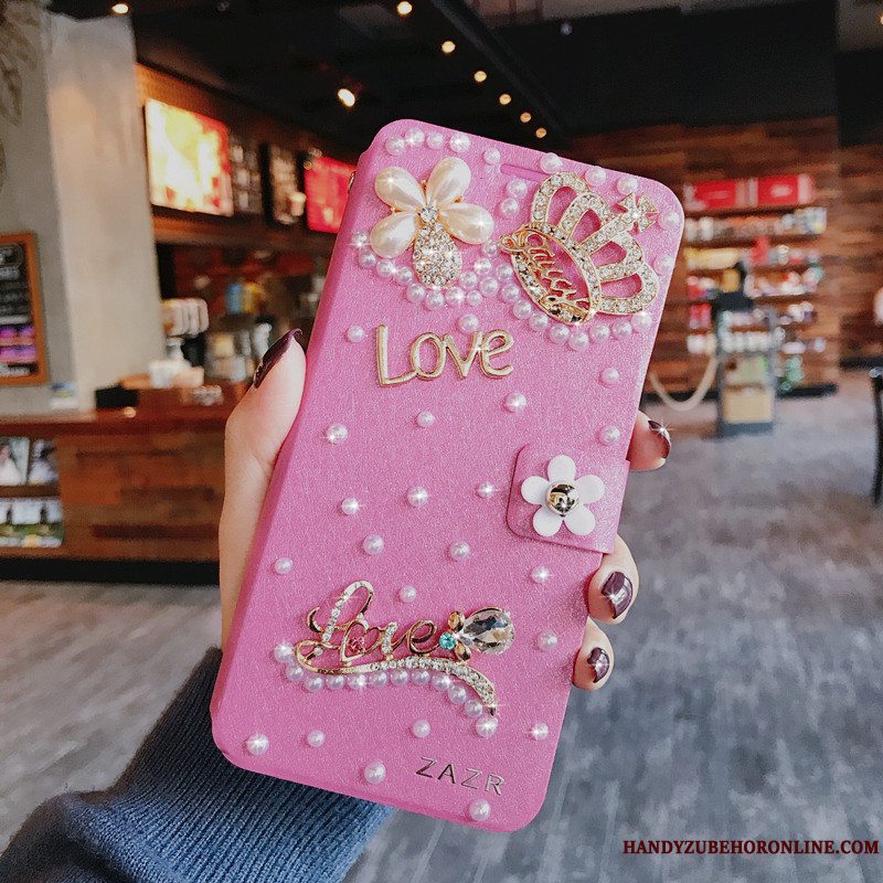 Etui Redmi Note 7 Folio Rød Hvid, Cover Redmi Note 7 Kreativ Af Personlighed Guld