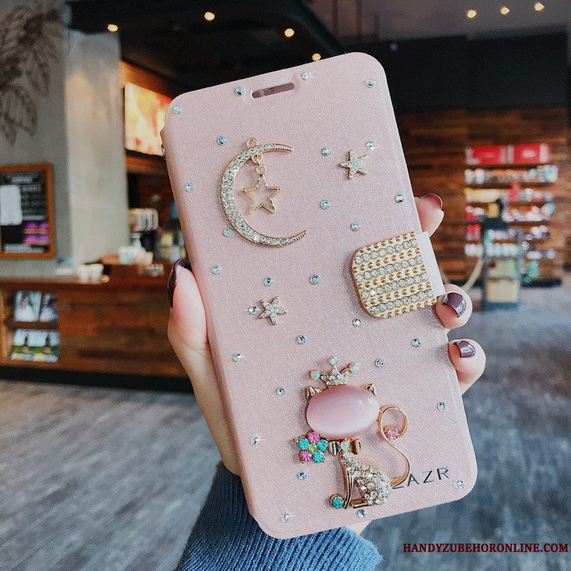 Etui Redmi Note 7 Folio Rød Hvid, Cover Redmi Note 7 Kreativ Af Personlighed Guld