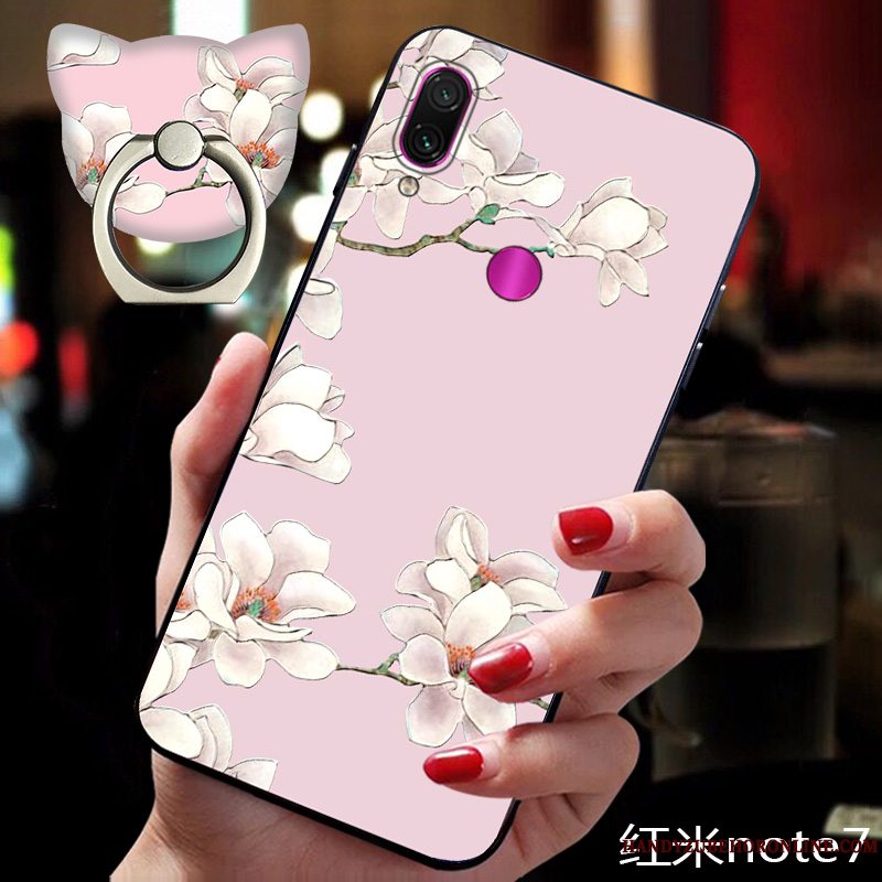 Etui Redmi Note 7 Kreativ Blomster Trend, Cover Redmi Note 7 Beskyttelse Lyserød Af Personlighed