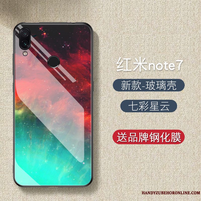 Etui Redmi Note 7 Kreativ Glas Sort, Cover Redmi Note 7 Tasker Telefontrend