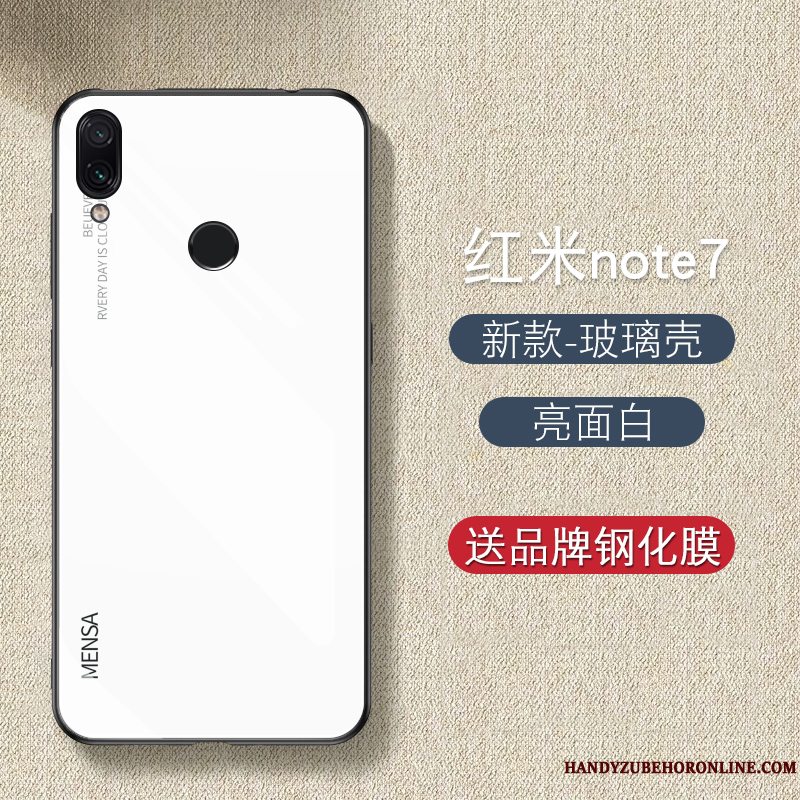 Etui Redmi Note 7 Kreativ Glas Sort, Cover Redmi Note 7 Tasker Telefontrend