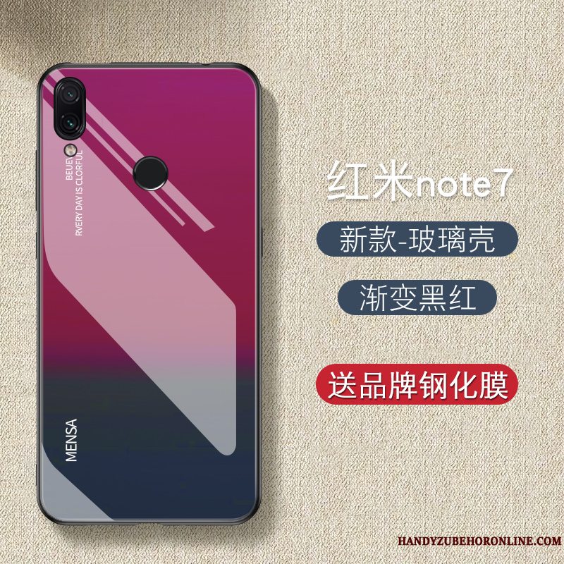 Etui Redmi Note 7 Kreativ Glas Sort, Cover Redmi Note 7 Tasker Telefontrend