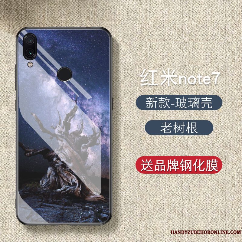 Etui Redmi Note 7 Kreativ Glas Sort, Cover Redmi Note 7 Tasker Telefontrend