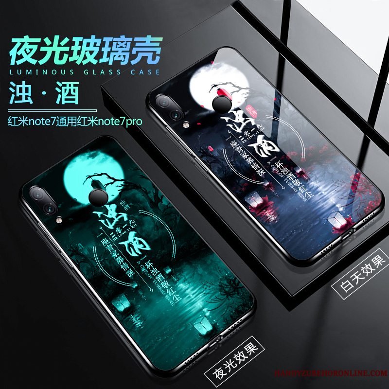 Etui Redmi Note 7 Silikone Net Red Anti-fald, Cover Redmi Note 7 Kreativ Spejl Rød