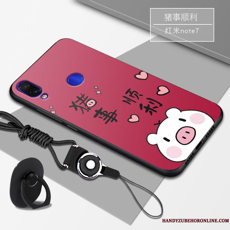 Etui Redmi Note 7 Silikone Telefonaf Personlighed, Cover Redmi Note 7 Beskyttelse Anti-fald Rød