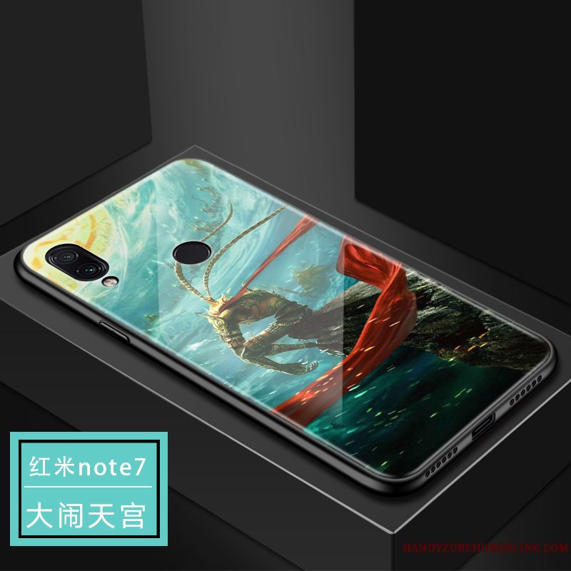 Etui Redmi Note 7 Tasker Anti-fald Glas, Cover Redmi Note 7 Beskyttelse Af Personlighed Mørkeblå