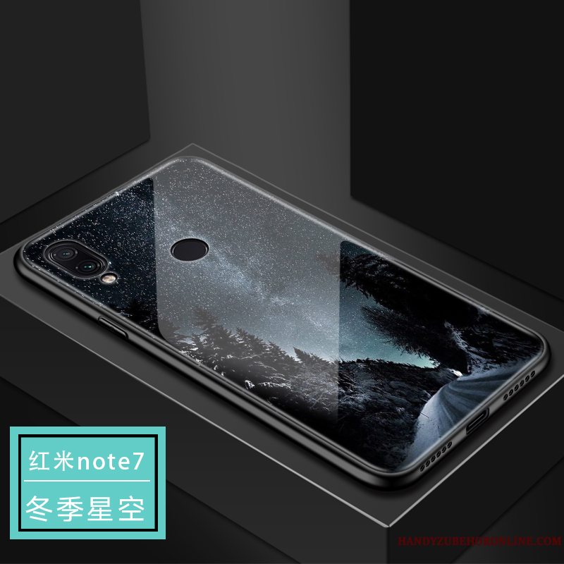 Etui Redmi Note 7 Tasker Anti-fald Glas, Cover Redmi Note 7 Beskyttelse Af Personlighed Mørkeblå